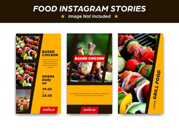 Vector instagram story template design for food restaurant baked grill barbeque