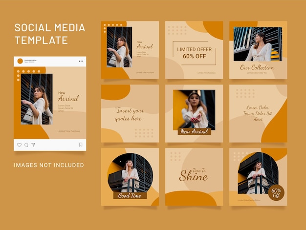 Vector instagram template fashion women post puzzle