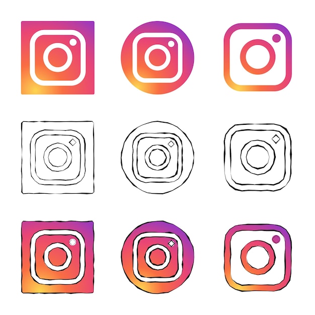 Vector instagram vector social media set icon instagram logo illustration