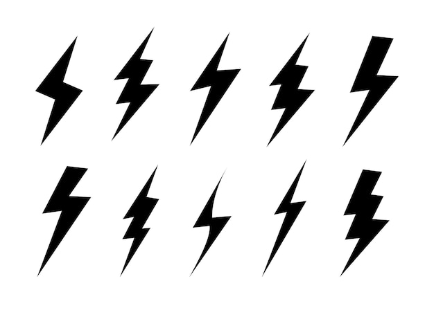 Install Lightning Flat style vector Lightning bolt Lightning flash icon set Vector