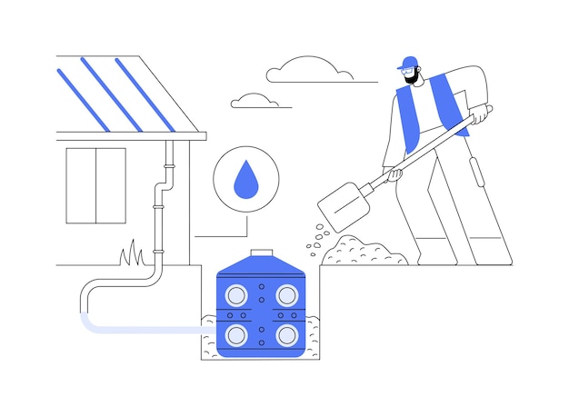 Installing dry well abstract concept vector illustration