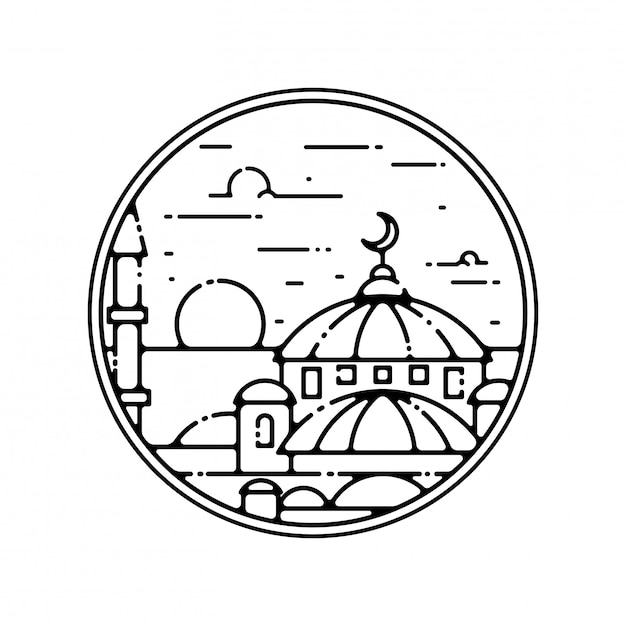 instanbul mosque minimalist badge design