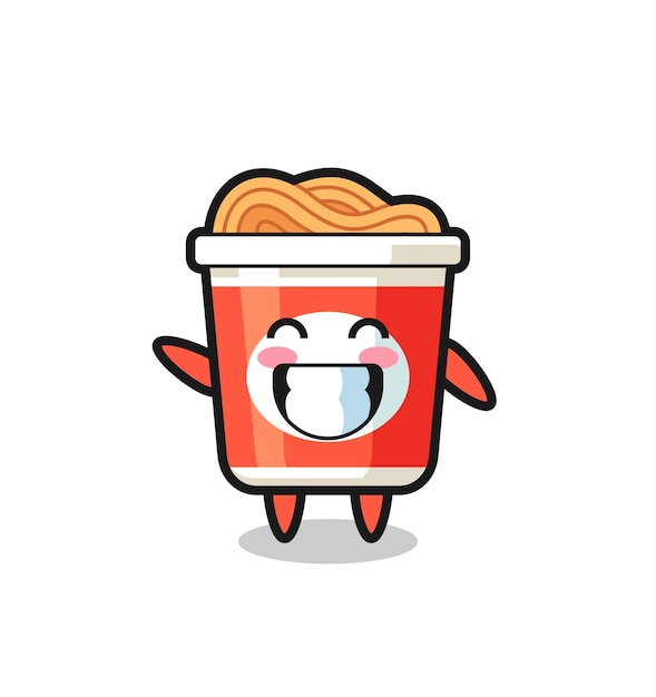 Vector instant noodle cartoon character doing wave hand gesture , cute style design for t shirt, sticker, logo element