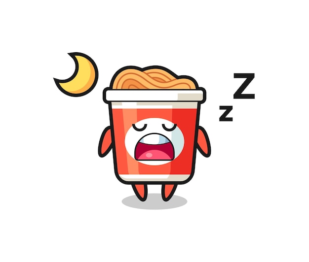 Instant noodle character illustration sleeping at night , cute style design for t shirt, sticker, logo element