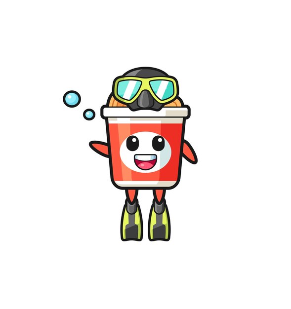 The instant noodle diver cartoon character