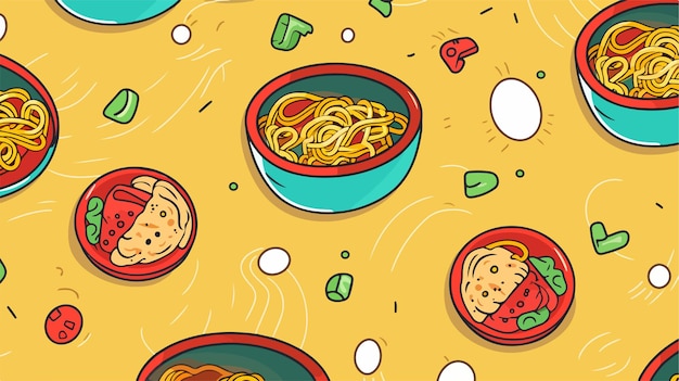 Vector instant noodle pattern wallpaper a stylish and delicious design for food lovers