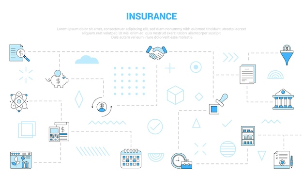 Insurance concept with icon set template banner with modern blue color style