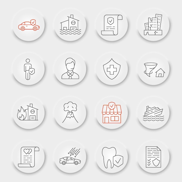 Insurance line icon set