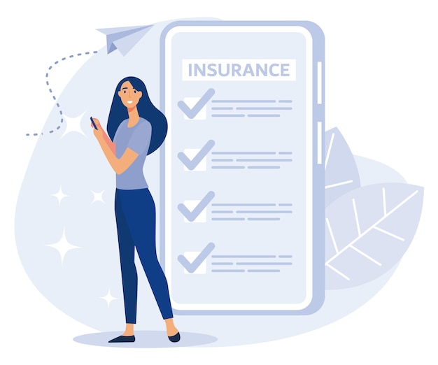 Insurance services Buy travel insurance online flat vector modern illustration