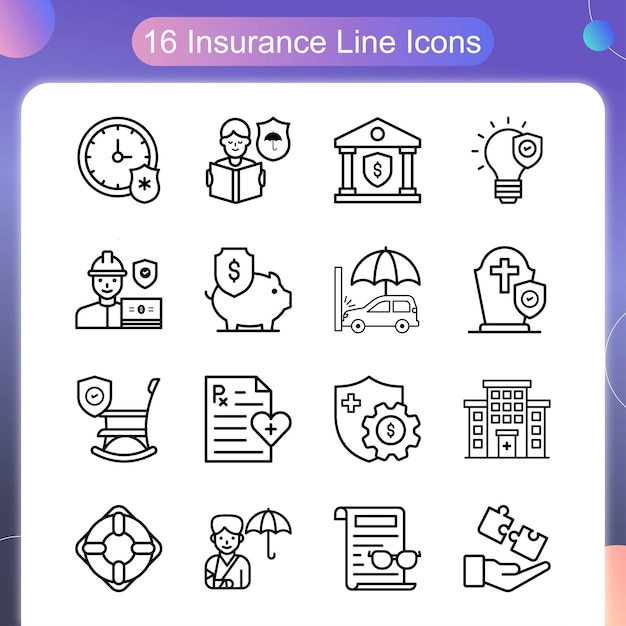 Insurance Vector Outline Icon Set 04