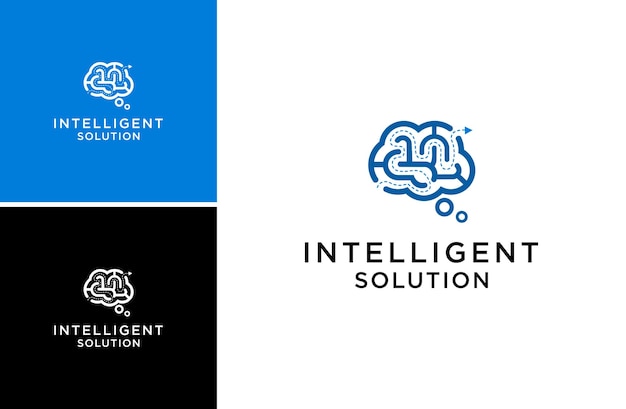 intelligent logo brain mind vector