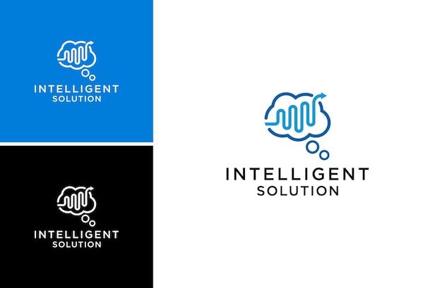 intelligent logo brain mind vector