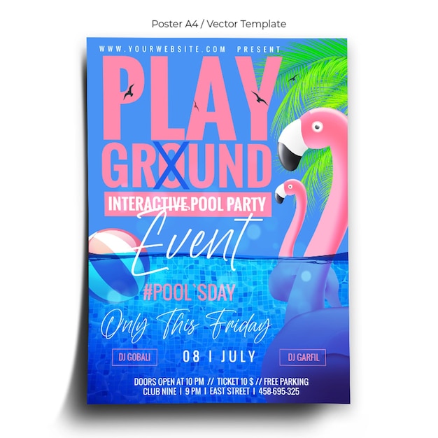 Interactive Pool Party Poster Template