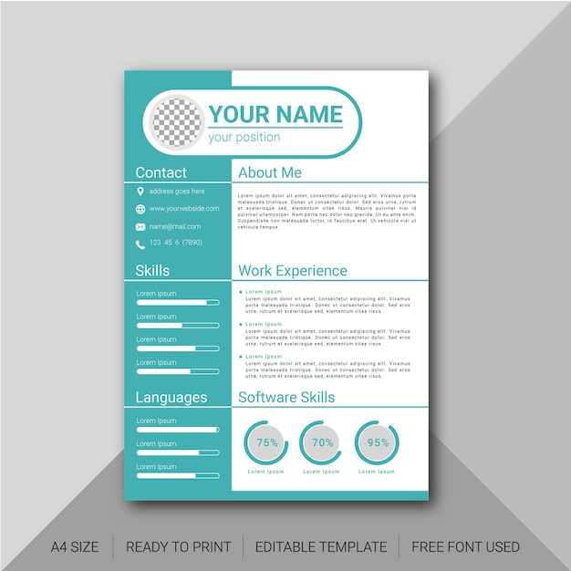 Interactive and simple curriculum vitae template design