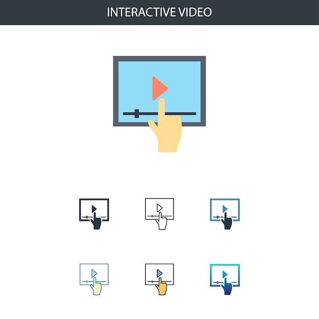 Interactive Video concept all styles simple icon shape. Simple flat illustration. Interactive Video concept symbol line design from Augmented reality set. Can be used for web UI/UX