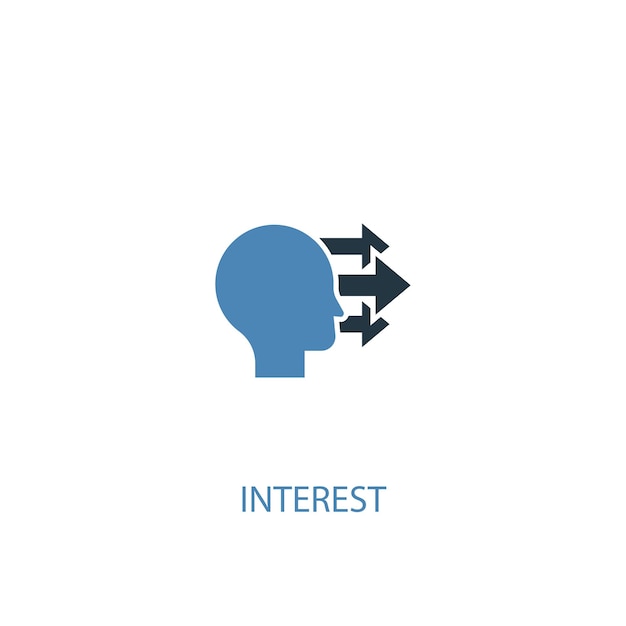 Interest concept 2 colored icon. Simple blue element illustration. interest concept symbol design. Can be used for web and mobile UI/UX