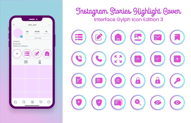 Interface instagram stories highlight covers design