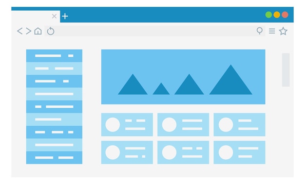 Vector interface wireframe website in browser webpage frame