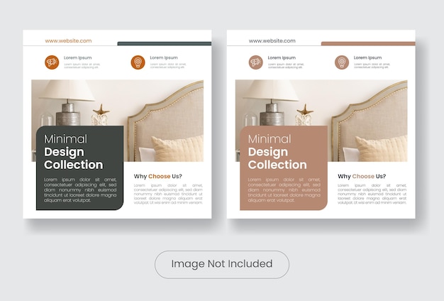 Interior design furniture social media post banner template set