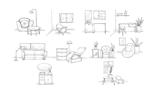 interior design handdrawn collection