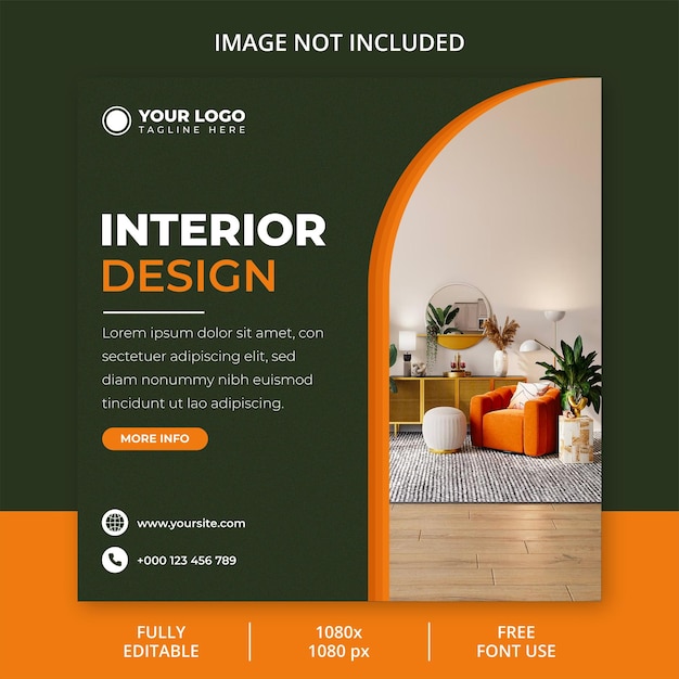 Interior design social media post template