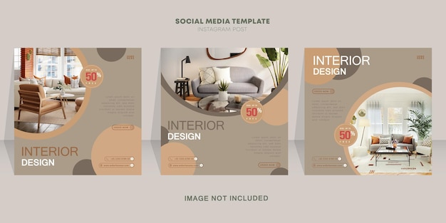 Interior design social media template instagram post