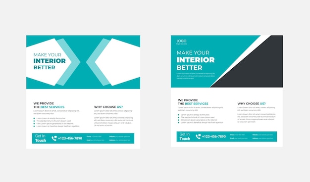 Interior design social media template Interior real estate poster leaflet design Real estate construction service social media design template