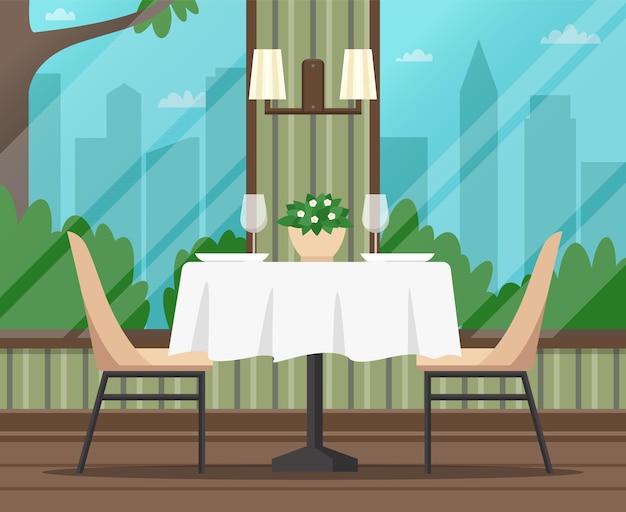 Interior of empty cafe, restaurant. Flat design.