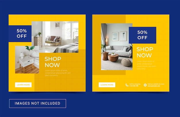 Interior furniture social media template flyer banner