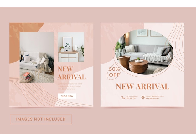 Interior furniture social media template flyer banner