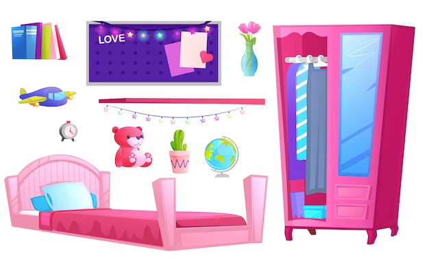 Vector interior of a girl room