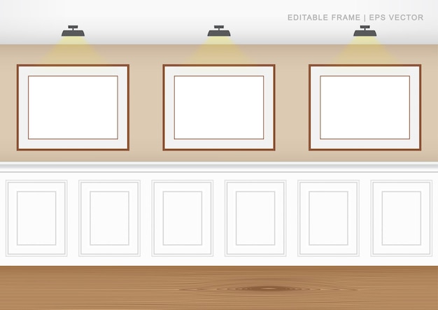 Interior Mockup for Gallery Hallway with Seamless Frame Template