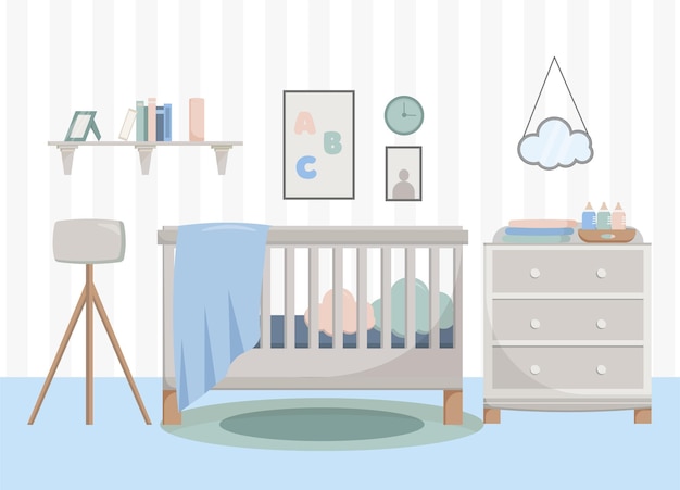 Vector interior nursery bedroom