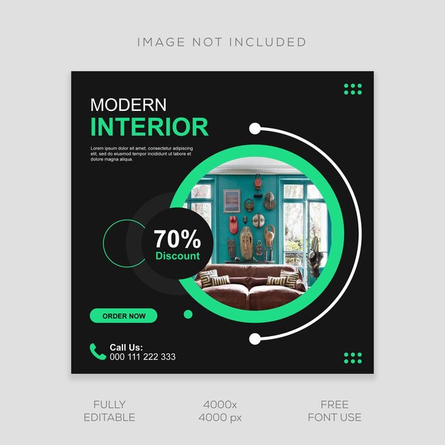 Vector interior sale social media and instagram post template banner