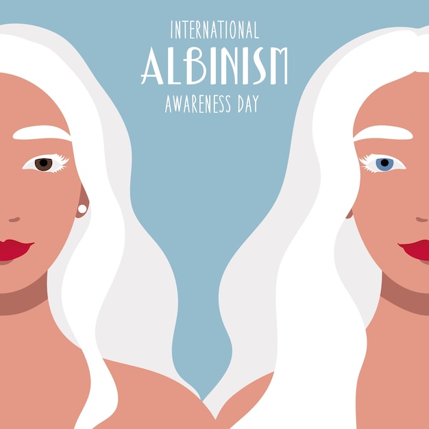 International Albinism Awareness Day June 13 Silhouette of two albino women on a blue background