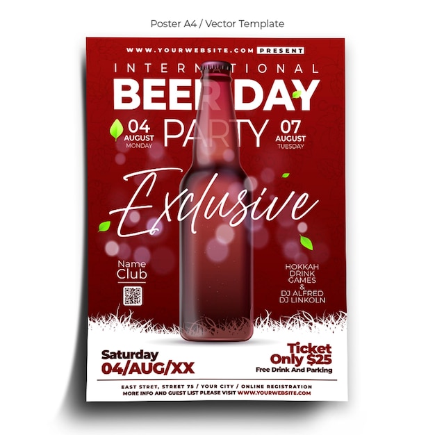 International Beer Day Party Poster Template