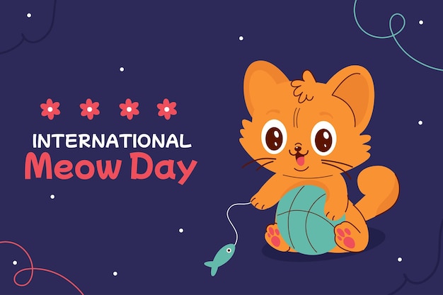 International cat day background banner Meow day