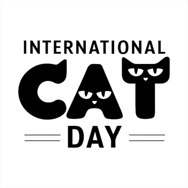 International Cat Day Typography Design Cat silhouette