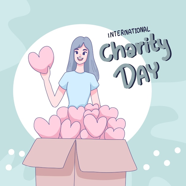 International charity day with girl in a box