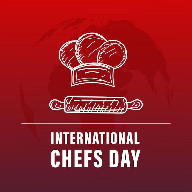 Vector international chefs day october 20, template for with chef hat and text inscription