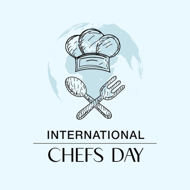 International Chefs Day October 20, Template for with chef hat and text inscription