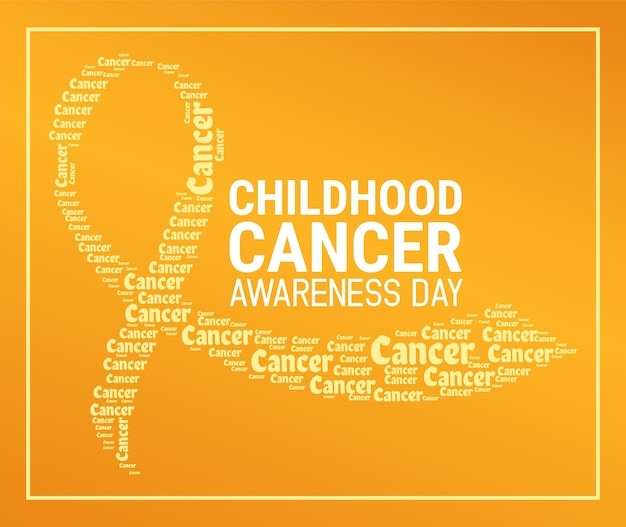 International childhood cancer awareness day vector lettering illustration with ribbon