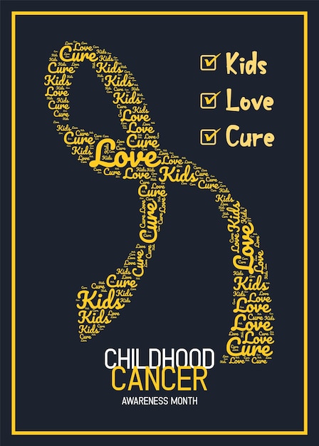 International childhood cancer awareness month vector lettering illustration with ribbon