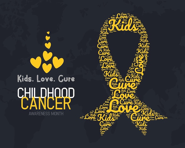 International childhood cancer awareness month vector lettering illustration with ribbon