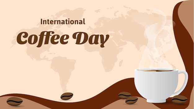 international coffee day banner with coffee cup vector illustration