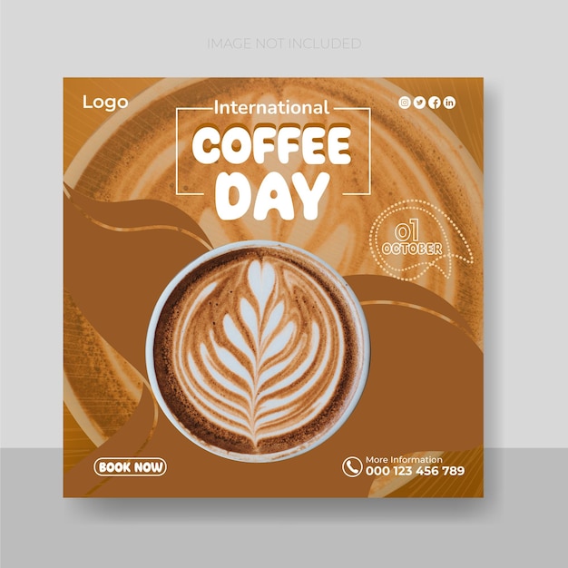 Vector international coffee day instagram social media post design template