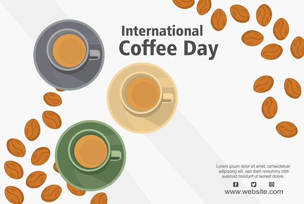 International coffee day postcard and banner template