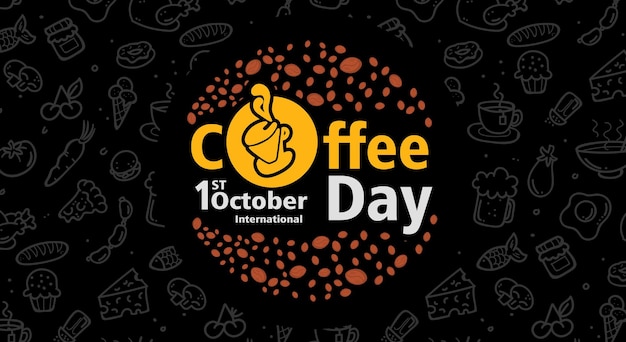 International coffee day postcard and banner template