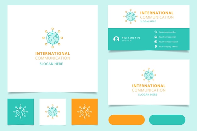 International communication logo design with editable slogan