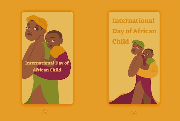 International Day of the African Child story template with african familly  mother and her child R